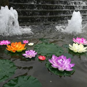 装飾的な花ロータス人工ユリ浮遊花の水池池のパッド装飾池プール偽シミュレーション装飾葉の装飾