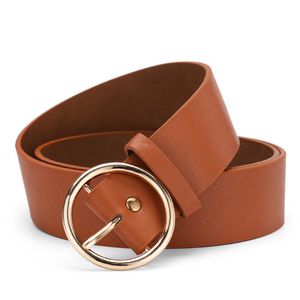 Belts Fashion Classic Round Buckle Ladies Wide Belt Women's 2019 Design High Quality Female Casual Leather Belts For Jeans Kemer Z0223