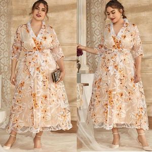 Ethnic Clothing Elegant Embroidery Women Long Dress Plus Size 2023 Spring Summer Bohemian Floral Dresses Evening Party Gown Islamic Vestidos