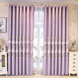 Vorhang Purpur Luxus Schöne Mädchen Prinzessin Stil Blume Jacquard Chenille Stickvorhänge für lebendiges Schlafzimmer Esszimmer