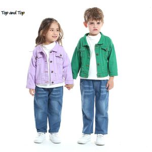 Hoodies Sweatshirts Top and Top Fashion Kids Girls Casual Breaken Denim Jacka barn pojkar Trenchrock Småbarn Hål Hål Ytterkläder Cowboy Clothing 230223