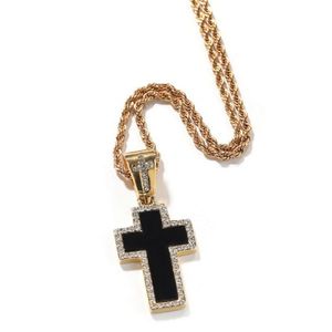 Mens Hip Hop Necklaces Fashion Stainless Steel Cross Pendant Necklace Jewelry Gold Plated Sweater Chain Necklaces