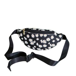 Waist Bags Girls Sweet Daisy Print Pack Belt Bag Women Adjustable Dumpling Shaped Chest Wild Style PU Leather Zipper Crossbody