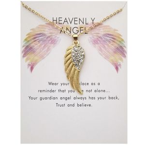 Creative Angel Wings Diamond Pendant Necklace With White Card Chain Necklace Jewelry Accessories Gift