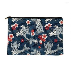 Косметические сумки женщины Koi Sakura Blossom Printed Make Up Bag Oup Fashion Cosmetics Organizer для путешествия красочная хранение леди