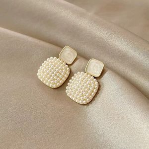 Sen series super fairy pearl geometric square earrings temperament sweet personality small square earrings fashion OL goddess style