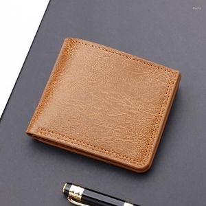 Portfele męski portfel skórzany Billfold Slim PU /ID Holders torebki luksusowe firmy składane retro dolara projektowania