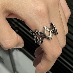 ノベルティデザインホースシューフェンス925スターリングシルバーリング男性/女性ファッションハイクラスニッチアクセサリーインヒップホップジュエリー