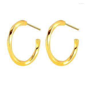 Hoop Earrings Arrival 24K Yellow Gold 3D Hard Women 999