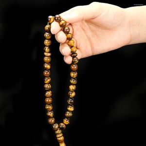 Strand Vintage Genuine Tiger's Eye Semi-precious Stone Spacer Beads Rosary Hand Strings Charms Jewelry Chanting Prayer Bracelet