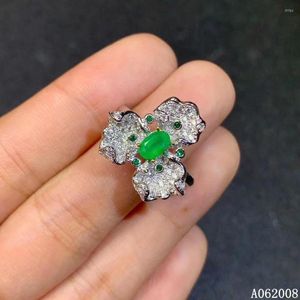 Rings de cluster Kjjeaxcmy jóias finas 925 Sterling Silver Inclaid Natural Emerald Ring feminino elegante Teste de suporte vintage de pedra preciosa