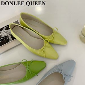 Dress Shoes Spring Flats Women Classic Pointed Toe Flat Ballerina Female Casual Slip On Loafers Soft Moccasins Fashion Green Mujer 230224