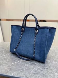 Damen-Designer-Einkaufstaschen, Denim-Blau, Mumie, große Canvas-Tragetasche mit Fassungsvermögen, Geldbörse, Filosophy-Strandhandtasche