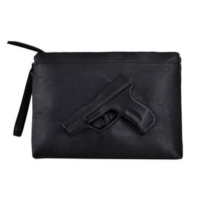 Уникальные женские сумки для мессенджеров 3D -принтеры для пистолета дизайнерская сумочка черная мода на плечо днем ​​конверт конверт с ремешками212W