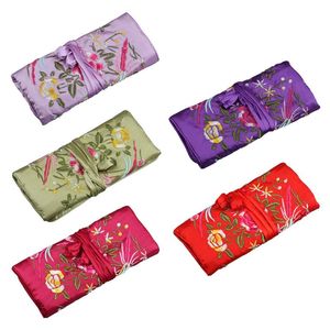 Silk Jewellery Pouch Portable ring necklace Storage bags Jewelry Boxes Multifunctional Jewelry Display Organizer Ring Roll Bag