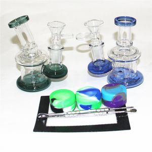 4,5 polegadas de 14 mm mini -água de vidro Bongos de água grossa pirex colorido fumando copo reciclador dab bong com tigela de vidro Banger de 4 mm de quartzo