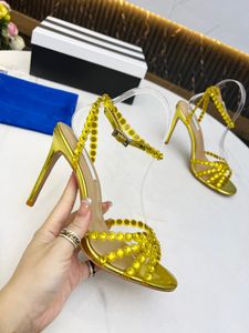 Designer-Sandalen, Marken-High-Heel-Schuhe, Damen-Stein-High-Heels-Sandalen, sexy Pumps, 100 % Leder, Damen-Heels, Hochzeits-Party-Schuhe mit Kastengröße 35–42