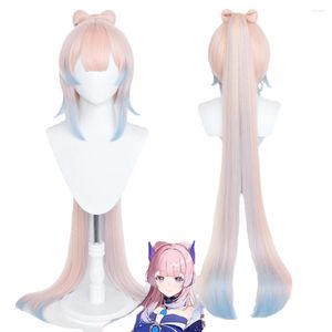 Anime Kostümleri Oyun Genshin Impact - Sangonomiya Kokomi Cosplay Peruk Uzun Açık Pembe Mavi Isıya Dayanıklı Sentetik Saç Peruk Kap