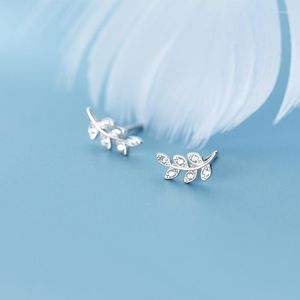 Stud Küpe Mloveacc Fashion 925 STERLING Gümüş Göz kamaştırıcı CZ Ağacı Kadın Mücevherleri İçin Yapraklar