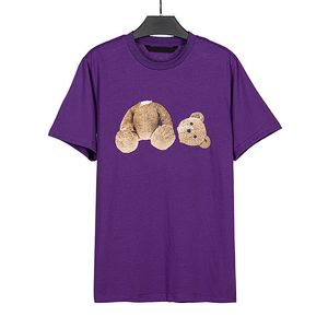 Mens Designer T Shirt Pa Anglar Designer Skjortor Män Mens Tshirt Purple White Tshirts Cool Shirts Short Sleeve Bear Print Designer Shirt Shirts For Men Designer Luxury