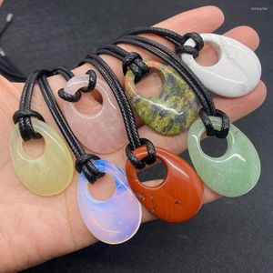 Colares pendentes de colar de moda de pedras naturais para mulheres 2023 25x35mm Reiki AGATE Jóias Fazendo Brias