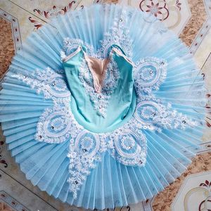 Stage Wear Tutu Ballet Sky Blue Swan Lake Ballerina Pancake Girl Women Adult Child Dress Kids Dance Costumes