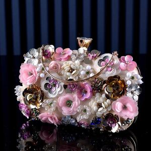 2022 New Women Handmade Flowers Clutch Bags Single Sequins Wallets Mini Party Dinner Purse 3 Colors Drop Shipping 230224