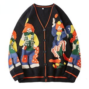 Maglioni da uomo Maglione lavorato a maglia di Natale Cardigan da uomo Oversize Maglioni streetwear Divertente Clown Stampa Cotone Harajuku Cappotti Unisex 230223