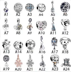 Pandora-925 Sterling Silber baumelnde Charms Schloss einfach Herz Liebhaber Erde Zubehör Prinzessin Kleid Stern Mond Eule Perlen