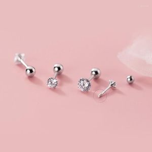 Brincos de garanhão mloveAcc 925 prata esterlina minúscula parafuso de zircão para mulheres Única bola orelha de orifício jóias de piercing