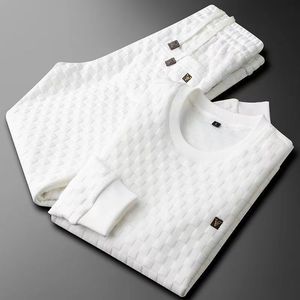 Men s tracksuits 2023 Primavera outono de duas peças conjunto de linho tecido casual sweetshirt and sortpantes masculino traje de moda de moda 230224