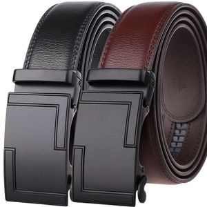 Belts Men's Belt Leather Auto Buckle Business Ratchet Male Belt High Quality Black Cowhide Wasit Strap Male Formal Occasions 44"52" Z0223