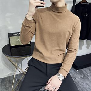 Męskie koszule jesienne zima grubość ciepły golf długi rękaw dla mężczyzn odzież 2023 Slim Fit Casual Tree Shirt Homme Sale