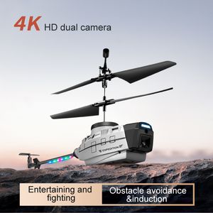 KY202 드론 4K 듀얼 HD 카메라 장애물 장애물 방지 전투 모드 전화 제어 스마트 제스처 헬리콥터 RC 드론 장난감 소년 선물
