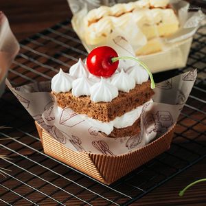 Dinnerware Sets Mousse Cake Pallet Box Square Shape With Warpping Paper Inside Cupcake For Dessert Bread Of Western Style 20PCS