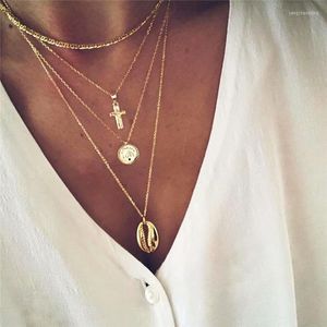 Pendant Necklaces Vintage Gold Color For Women Fashion Statement Long Multi-layer Chain Necklace Bohemian Choker Jewelry