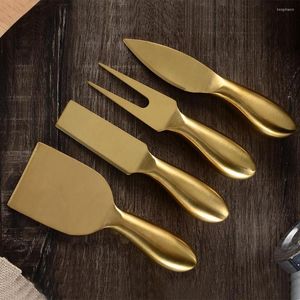 Dinnerware Sets 4pcs/set Cheese Knife Set Stainless Steel Butter Spreader Cutter Slicer Fork Kit Kitchen Useful Breakfast Cooking Tools