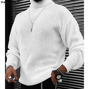 Mäns tshirts Stylish Well Fiting Tops Incerun Men Wool High Collar Solid AllMatch Sweater Casual Streetwear Male Loose Pullovers S5XL 230223