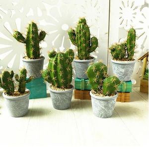 Decorative Flowers Artificial Cactus Succulents Prickly Pear Potted Plant Eco-friendly Plastic Simulation Home Office Desktop Decoration