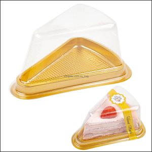 Verpackungsboxen Ganazono Kunststoff Kuchen Slice Box Bäckerei Display Dreieck mit transparentem Deckel Dessert Gebäck Verpackung Käse herausnehmen Dhhjf