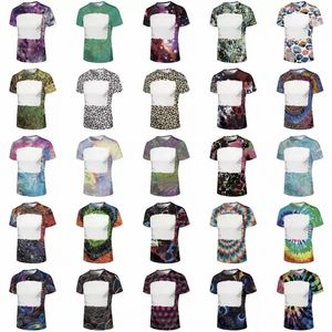 S-4XL Wholesale Party Supplies Sublimation Bleached T-shirt Heat Transfer Blank Bleach Shirt fully Polyester tees US Sizes for Men Women 30 colors A0224