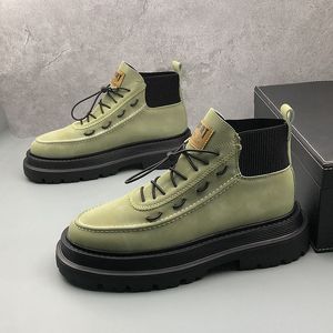 Wedding Dress Style British Party Shoes Brand High-top Non-slip Sport Casual Sneakers Round Toe Thick Bottom Business Leisure Walking Boots C197 9846