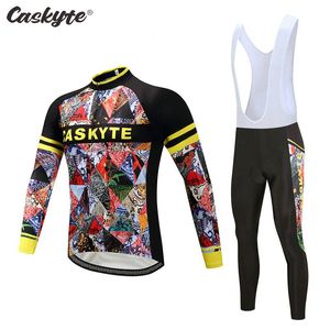 Racing sets 2023 långärmad cykeltröja set casyte bib pants ropa ciclismo cykelkläder mtb cykel korta herrkläder