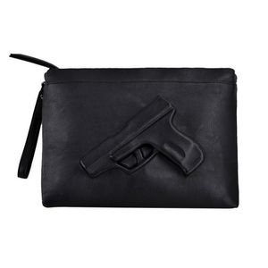 Unique women messenger bags 3D Print Gun Bag Designer Pistol Handbag Black Fashion Shoulder Bag Day Envelope Clutches With Strap201p