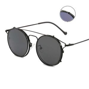 Solglasögon 2 i 1 klipp på solglasögon individualitet ny retro metall kattögon glasögon solglasögon man kvinnor blå ljus gafas de sol uv400 g230223