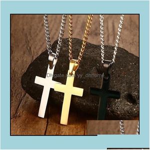 Other Arts And Crafts Pendant Necklaces Pendants Jewelry Stainless Steel Cross Mens Religion Faith Crucifix Charm Titanium Chain For Dh3Qj