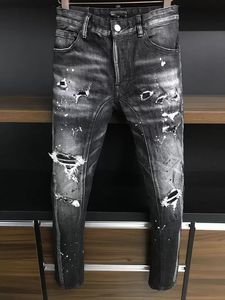 DSQ BIKER JEANS Luxury Designer Skinny Ripped Cool Guy Hole Denim Jean Brand Fit black dsq2 Jeans Men Washed Pant 686