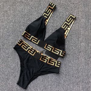 Conjunto de sutiã de praia com triângulo sexy, letras clássicas, roupa de banho para mulheres, lingerie bordada, roupa íntima dividida, biquínis