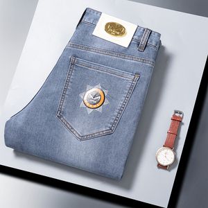 Mens Jeans Spring Summer Thin Slim Fit European American Clothing High-End varumärke Small raka dubbla F-byxor KF9929-3