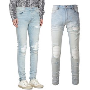 Malowane czarne motocyklowe dżinsy zniszczone męskie Slim Fit Vintage Wash Elastyczne spodnie dżinsowe spodnie